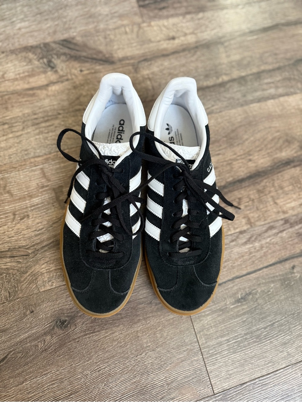 Adidas Gazelle Black Suede Sneakers with White Stripes